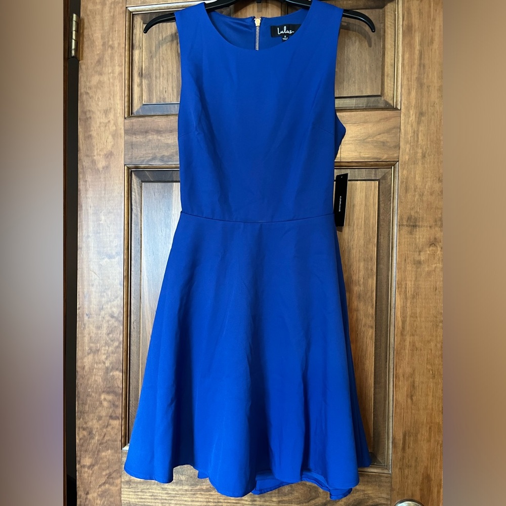 BLUE BACKLESS LULUS DRESS